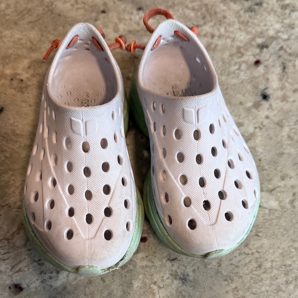Kids White and Green Shoes